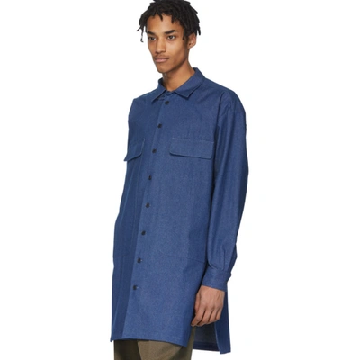 Shop House Of The Very Islands Blue Long Buttoned Profit Shirt In Brght Blu