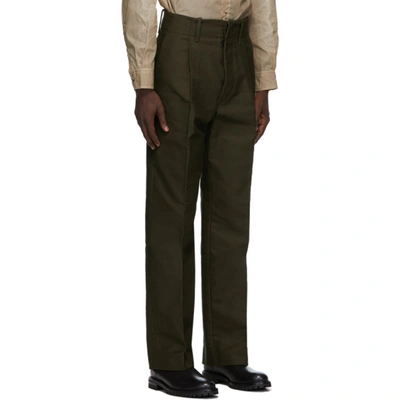 Shop Uniforme Brown Wide Pleated Trousers In Khaki