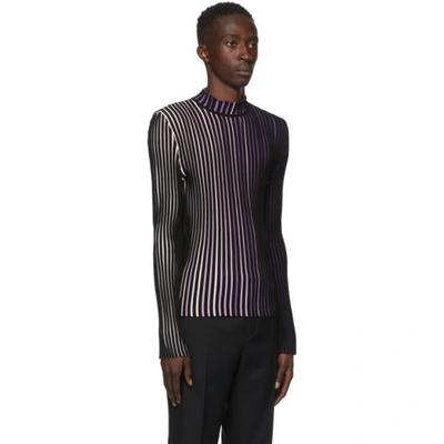 Shop Paco Rabanne Black & Purple Striped Turtleneck In V501blkprpl