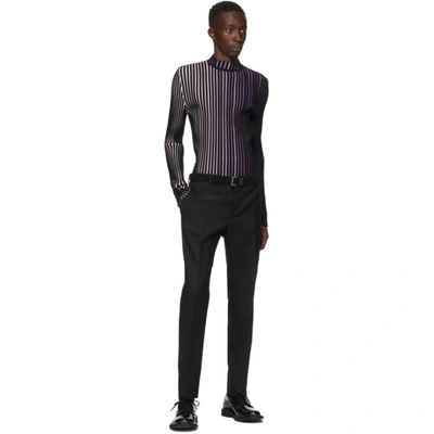 Shop Paco Rabanne Black & Purple Striped Turtleneck In V501blkprpl