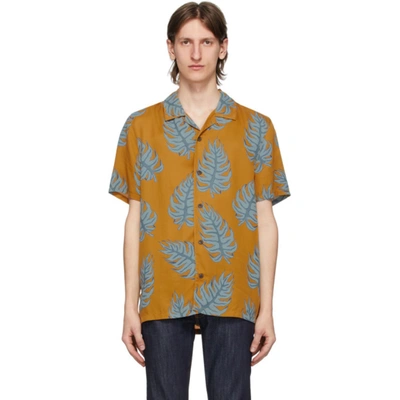 Shop Nudie Jeans Orange Leaf Print Arvid Shirt In Amber