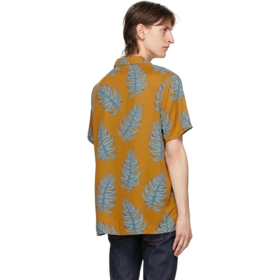 Shop Nudie Jeans Orange Leaf Print Arvid Shirt In Amber