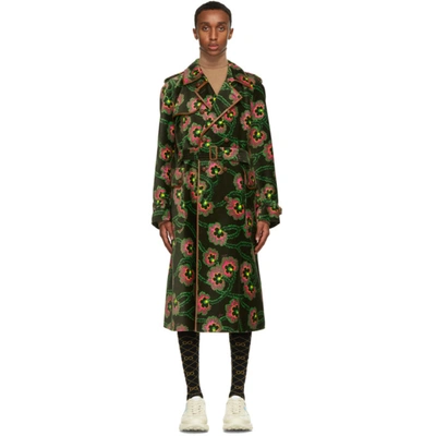 GUCCI 绿色 KEN SCOTT 联名 FLORAL 丝绒大衣