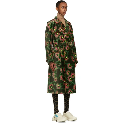 Shop Gucci Green Ken Scott Edition Velvet Floral Coat In 1067 Blkpnk