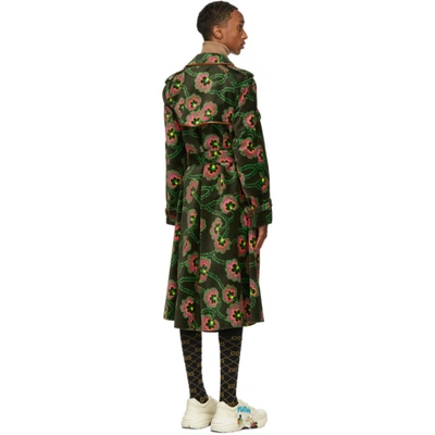 Shop Gucci Green Ken Scott Edition Velvet Floral Coat In 1067 Blkpnk