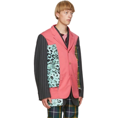 Shop Comme Des Garçons Homme Deux Multicolor Wool & Silk Blazer In 1 Greymul