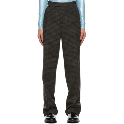 Shop Raf Simons Black And Brown Ankle Zip Trousers In 09966 Blkbr