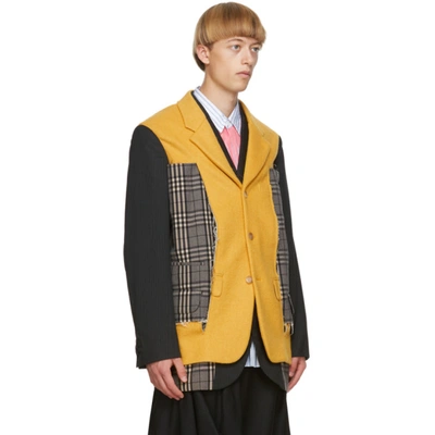 Shop Comme Des Garçons Homme Deux Comme Des Garcons Homme Plus Black And Yellow Wool Blazer In 1 Blkmul