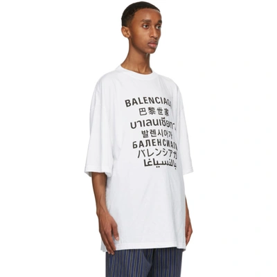 Shop Balenciaga White Languages Medium Fit T-shirt In 9040 White/
