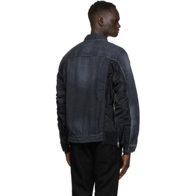 Shop Sacai Black Denim Ma-1 Jacket In Black 001