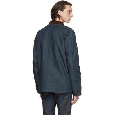 Shop Nudie Jeans Blue Denim Barney Horse Lining Jacket