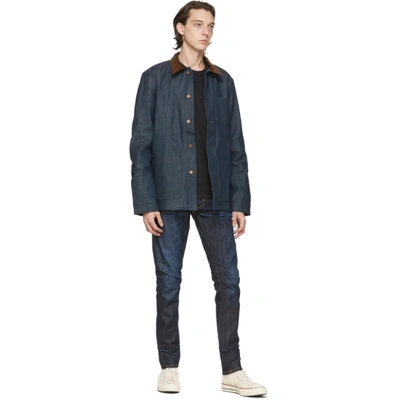 Shop Nudie Jeans Blue Denim Barney Horse Lining Jacket