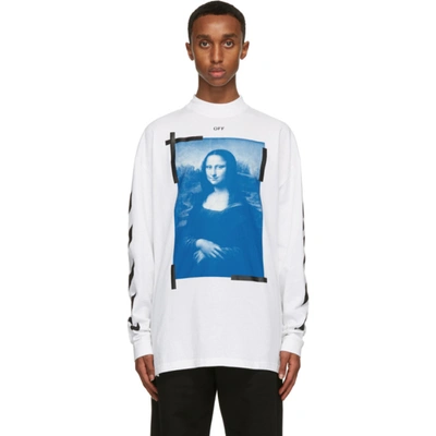 Shop Off-white White Mock Neck Mona Lisa Long Sleeve T-shirt In White Black