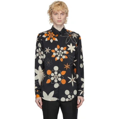 Shop Fendi Black Silk Floral Shirt In F19fs Black