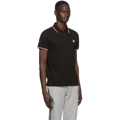 Shop Moncler Black Logo Patch Polo In 999 Black