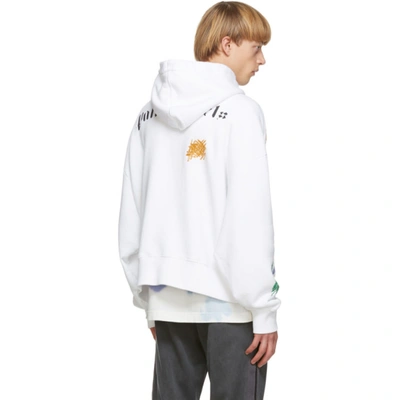 Shop Palm Angels White New Folk Hoodie In White/multi