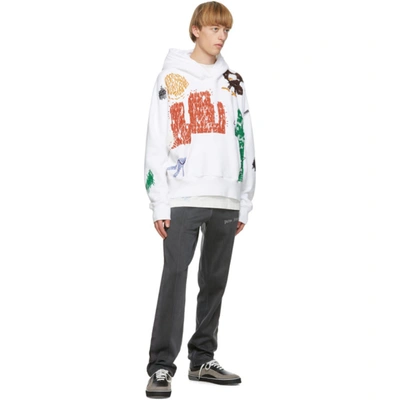 Shop Palm Angels White New Folk Hoodie In White/multi