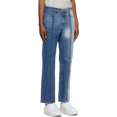 Shop Ader Error Indigo Collage Roah Jeans In Blue