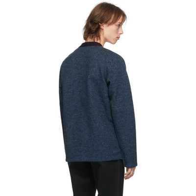 Shop Junya Watanabe Navy Camo & Herringbone Cardigan In 1 Navy