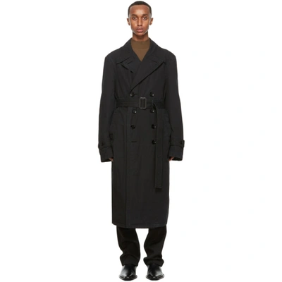 Shop Lemaire Black Garment-dyed Trench Coat In 999 Black