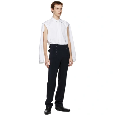 Shop Dion Lee Navy Corset Trousers In Midnight