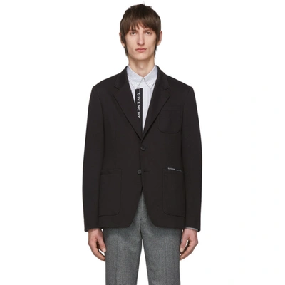 Shop Givenchy Black Jersey Notched Lapel Blazer In 001 Black