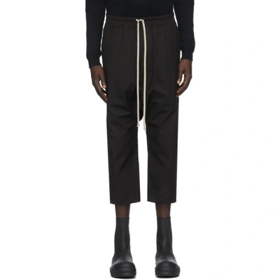 Shop Rick Owens Black Cropped Drawstring Classic Trousers In 09 Black