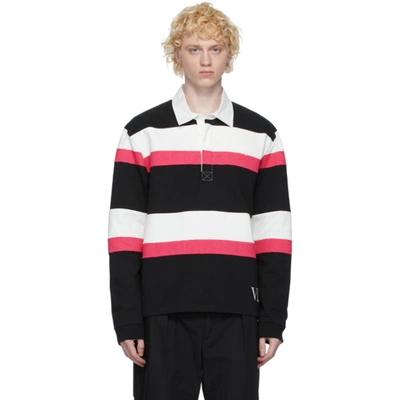 Shop Valentino Black & Pink Jelly Block Long Sleeve Polo In Mg8 Nero/bi