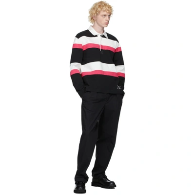 Shop Valentino Black & Pink Jelly Block Long Sleeve Polo In Mg8 Nero/bi