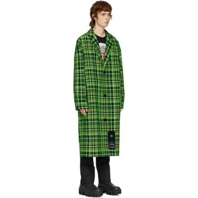 Shop S.r. Studio. La. Ca. Green Open-weave Check Trench Coat In 310 Fluo Gr