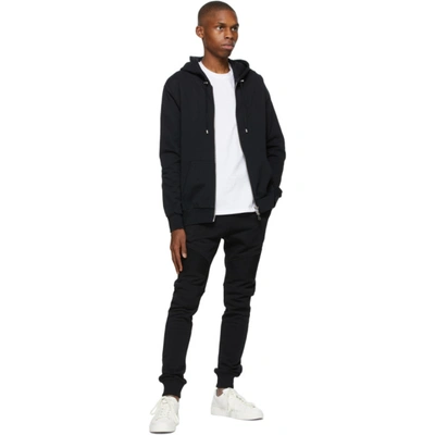 Shop Balmain Black Logo Zip Hoodie In 0pa Noir