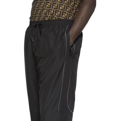 Shop Fendi Black Micro Forever  Piping Lounge Pants In F0gme Black