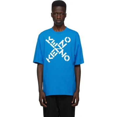 Shop Kenzo Blue Sport Logo T-shirt In 69 - Cyan