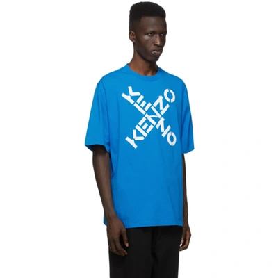 Shop Kenzo Blue Sport Logo T-shirt In 69 - Cyan