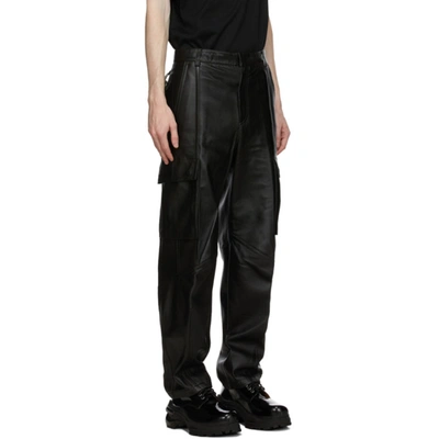 Shop Wooyoungmi Black Leather Cargo Pants In 651b Black