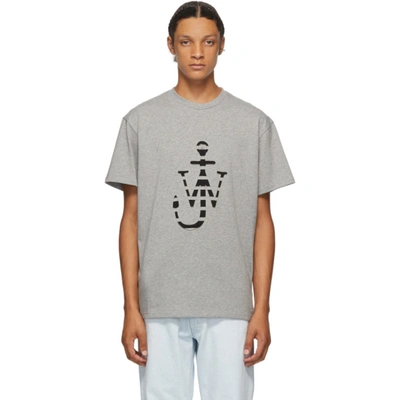 Shop Jw Anderson Grey Lasercut Logo T-shirt In Gry Mel 907