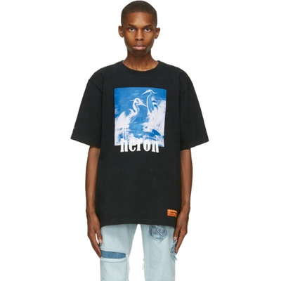 Shop Heron Preston Black & Blue Herons T-shirt In Black Blue