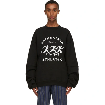 Shop Balenciaga Black Marathon Sport Sweatshirt In 1070 Black/