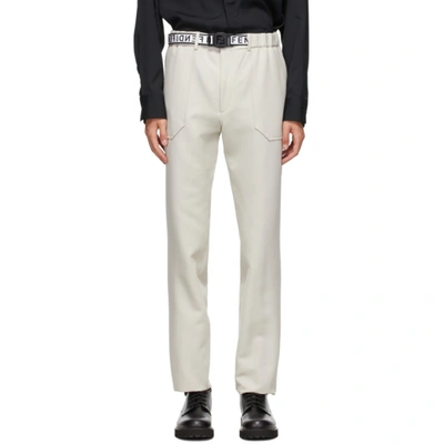 Shop Fendi Off-white Belted Trousers In F0gdm Pearl