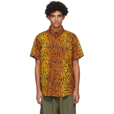 Shop Naked And Famous Orange Big Tiger Easy Short Sleeve Shirt