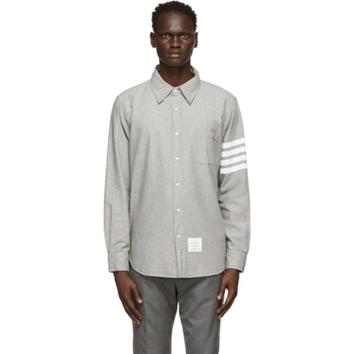 Shop Thom Browne Grey Chambray 4-bar Straight Fit Shirt In 035 Med Gre