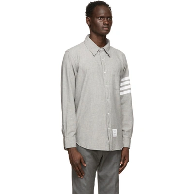 Shop Thom Browne Grey Chambray 4-bar Straight Fit Shirt In 035 Med Gre