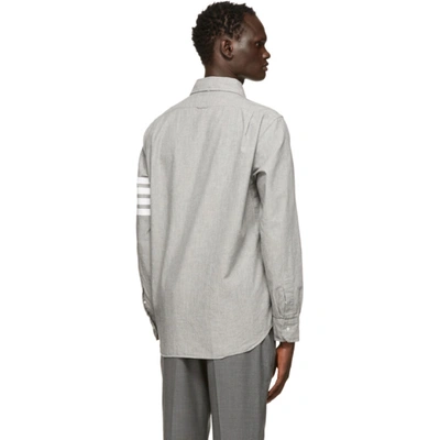 Shop Thom Browne Grey Chambray 4-bar Straight Fit Shirt In 035 Med Gre