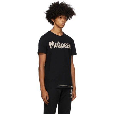 Shop Alexander Mcqueen Black Graffiti Logo T-shirt In 0901 Blkmix