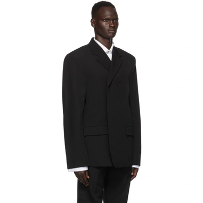 Shop Balenciaga Black Wool Phone Holder Blazer In 1000black