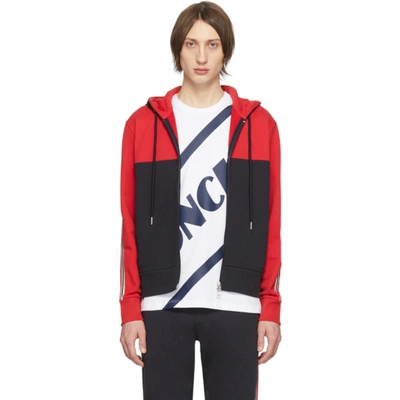 Shop Moncler Red & Black Maglia Cardigan Hoodie In 480 Red