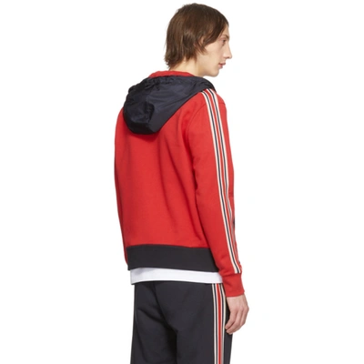 Shop Moncler Red & Black Maglia Cardigan Hoodie In 480 Red
