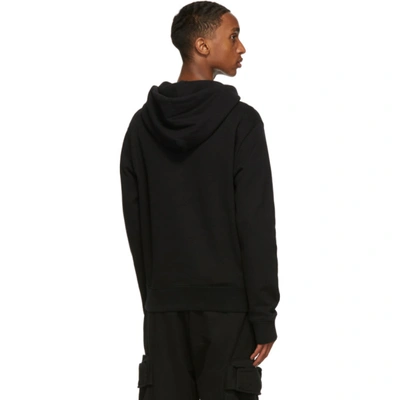 Shop Off-white Black Embroidered Logo Hoodie In Black White