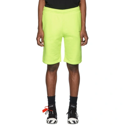 Shop Off-white Yellow Logo Sweat Shorts In Fluo Yellow