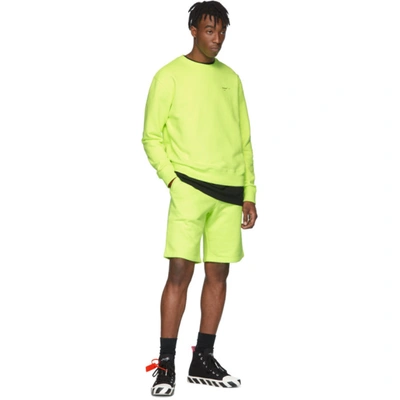 Shop Off-white Yellow Logo Sweat Shorts In Fluo Yellow